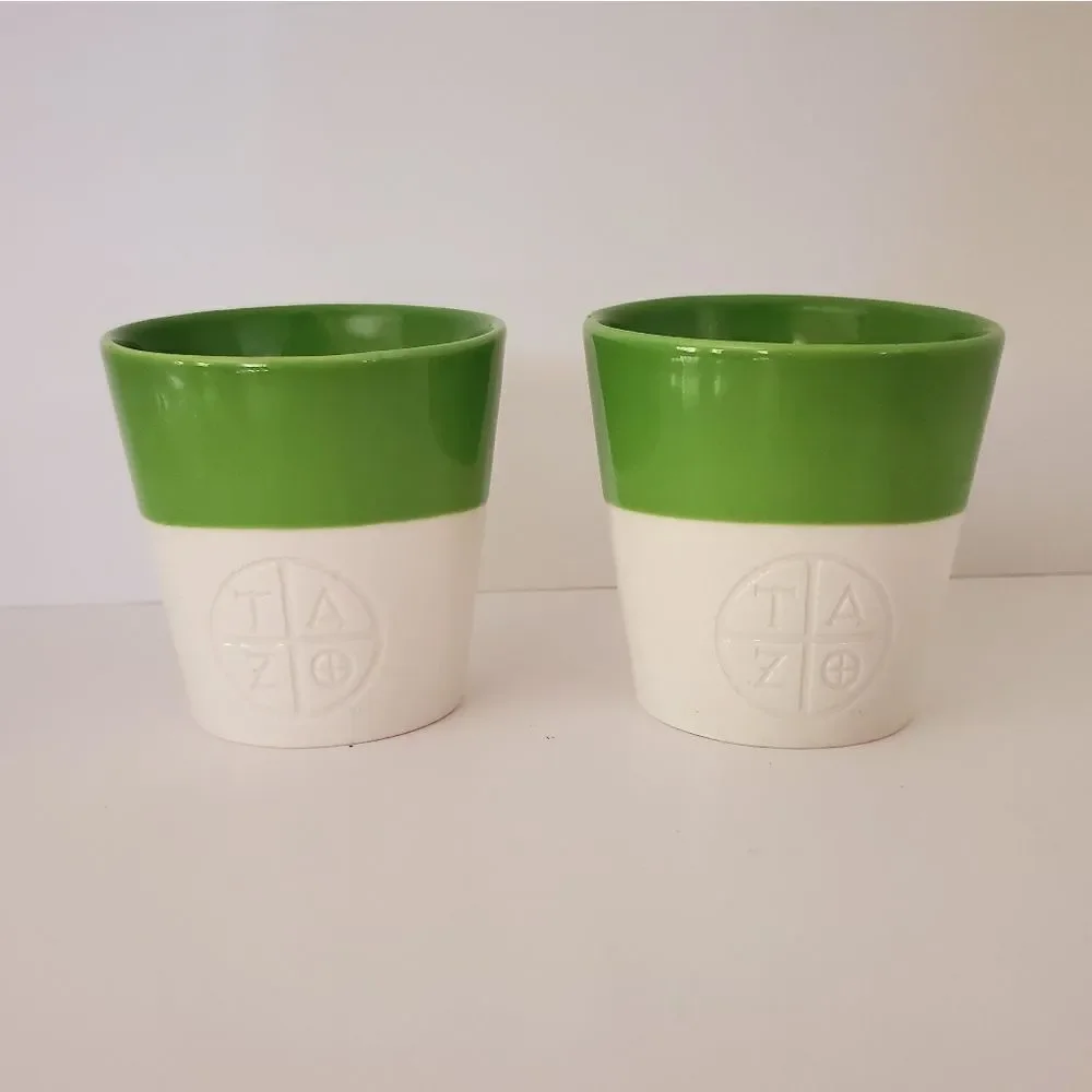Starbucks Tazo Tea Cups Set of 2 Green